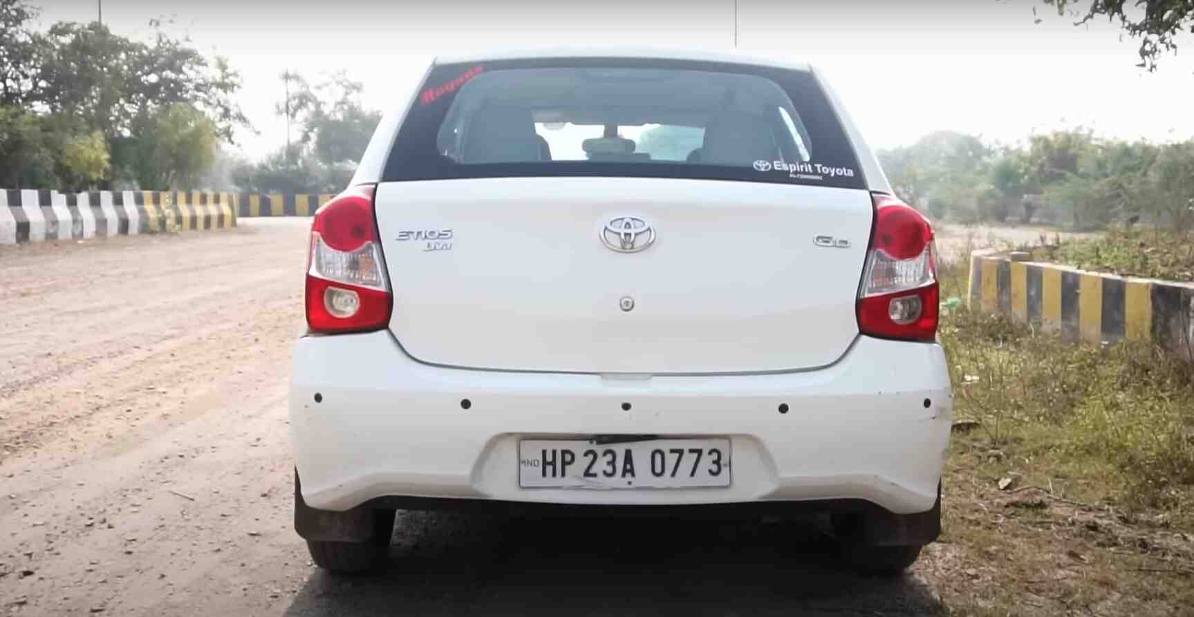 toyota liva car on rent in goa back view